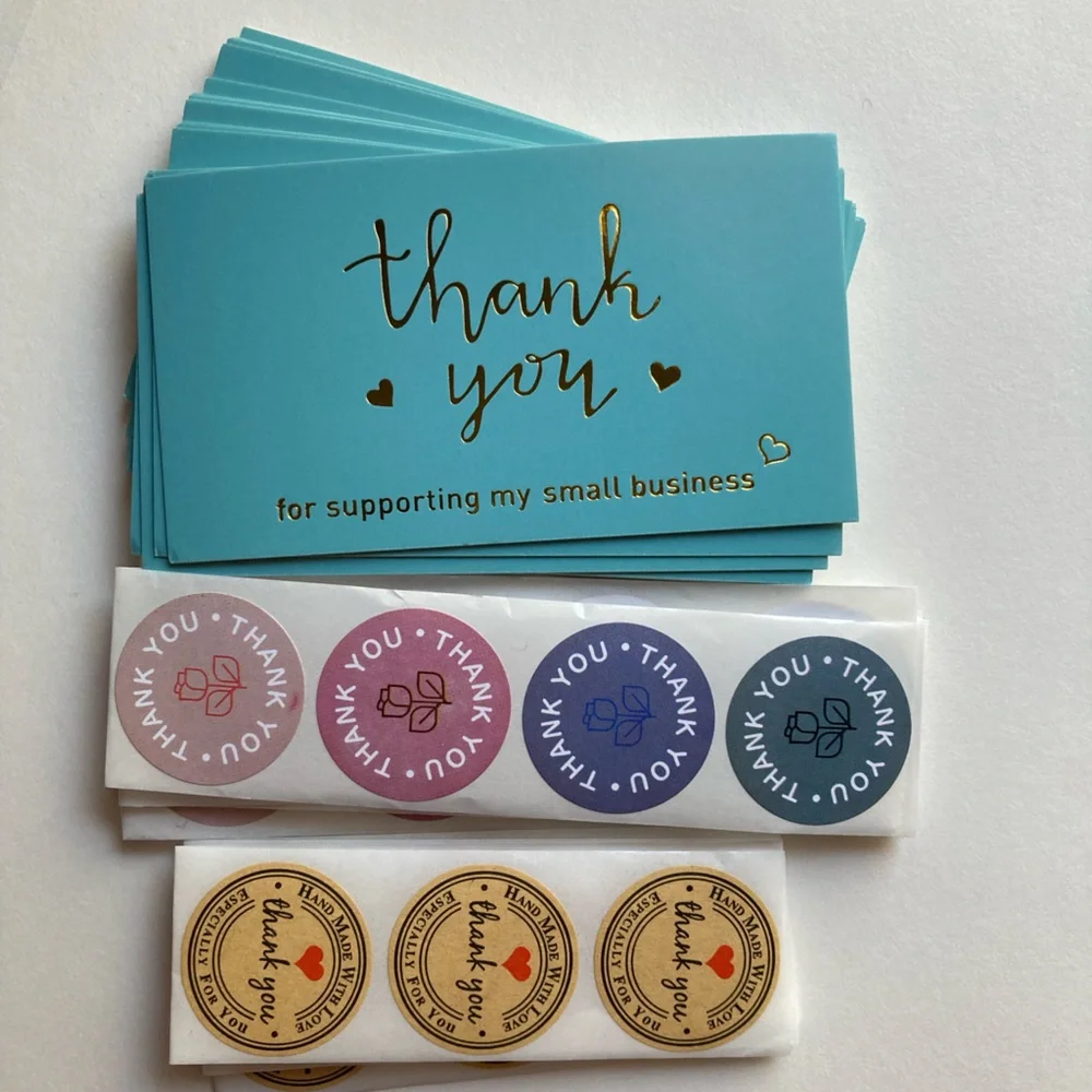 90 Pieces 25 Thank You Cards 25 Hand Made Stickers 40 Thank You Stickers